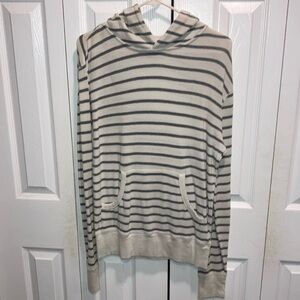 Men kayden k gray and cream striped hoodie